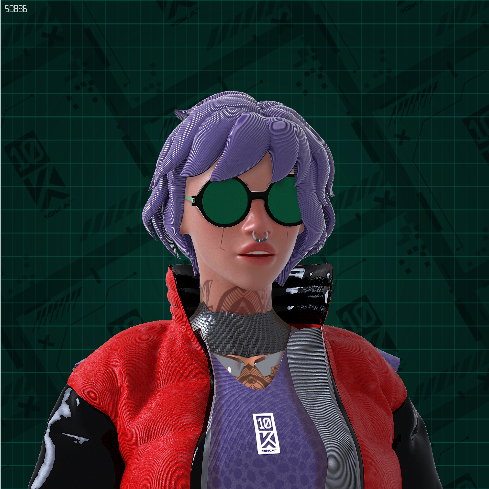 10KA Avatar #014 Digital Identity (Female Red Edition)