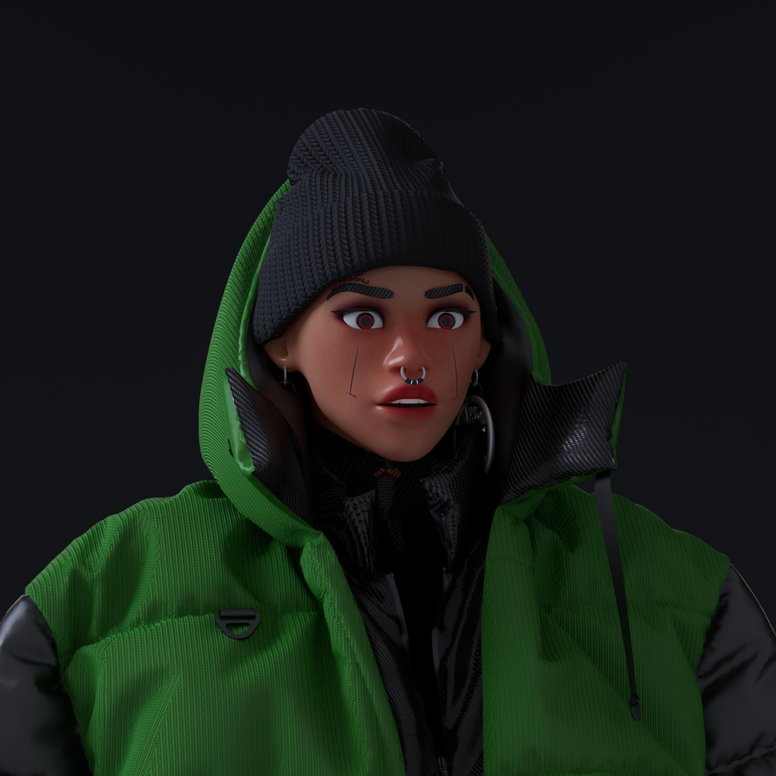 10KA Avatar #001 — Digital Identity (Female Green Edition)