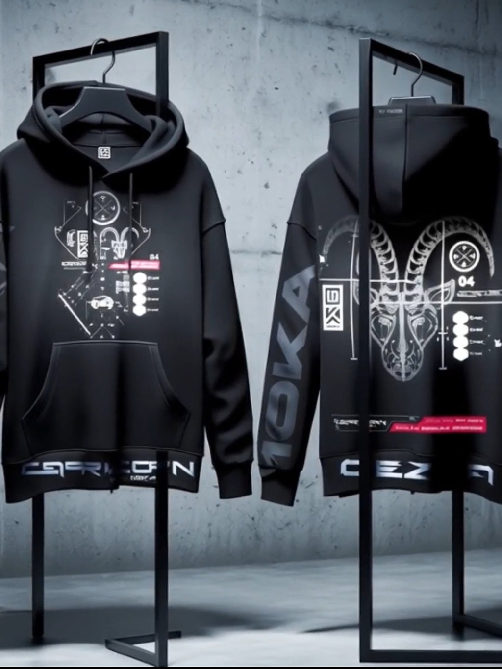 Video showcasing the Zodiac Hoodie Capricorn by 10KA, highlighting structured technical design details, earth symbolism, and Capricorn zodiac identity in motion.
