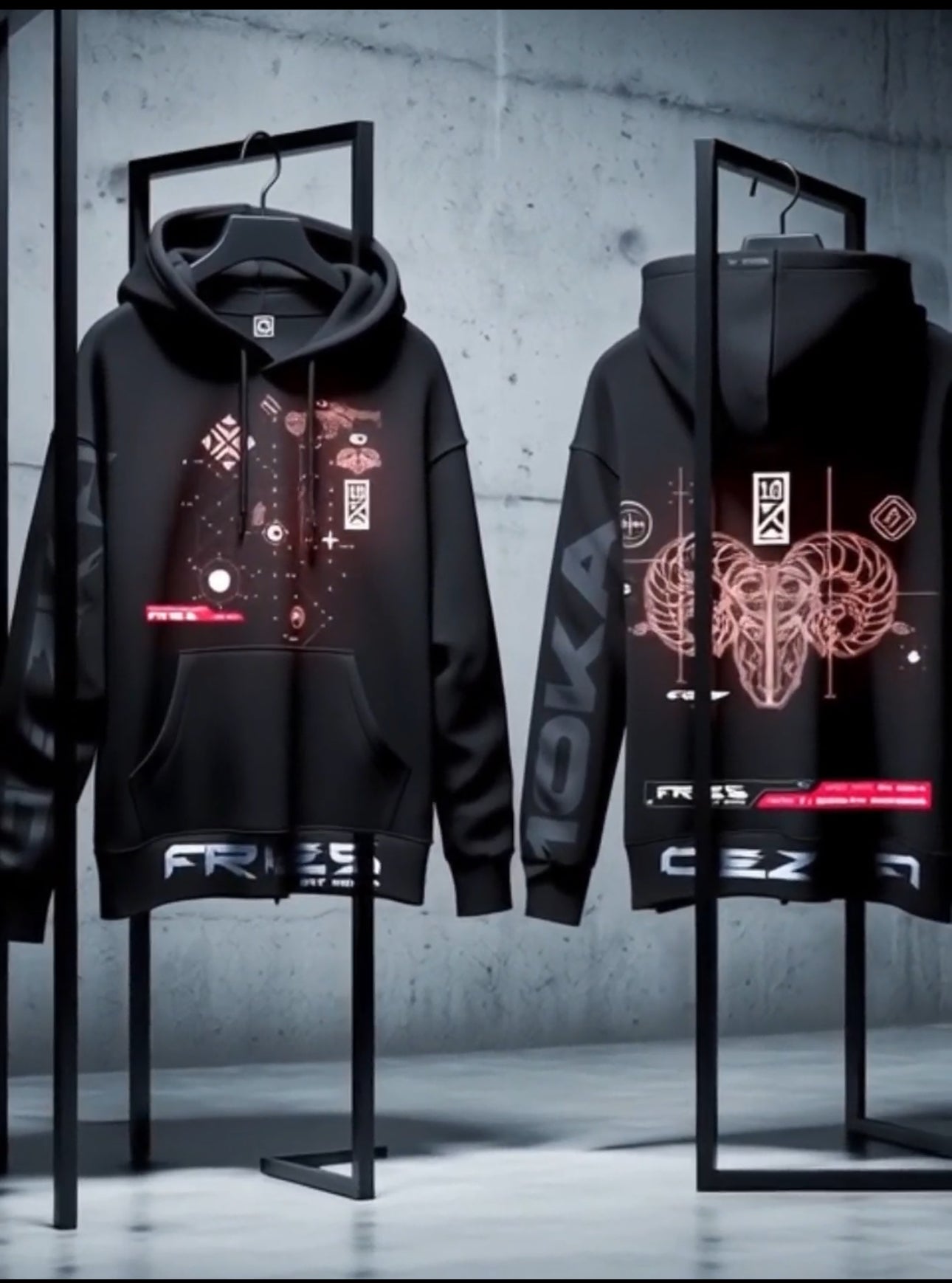Video showcasing the Zodiac Hoodie Aries by 10KA, highlighting bold technical design details, fire symbolism, and Aries zodiac identity in motion.
